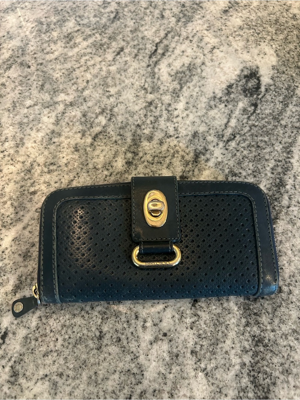 Jimmy Choo Leather Turn Lock Continental Wallet with COA
